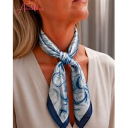 Dames sjaal korte hals sjaaltjes  bloemenprint blauw donker 